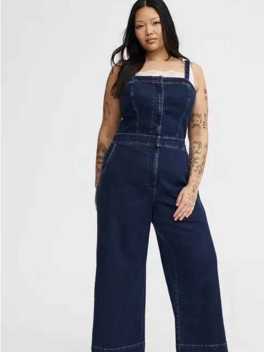 torrid NWT 1X Dark Indigo Denim Wide-Leg Jumpsuit